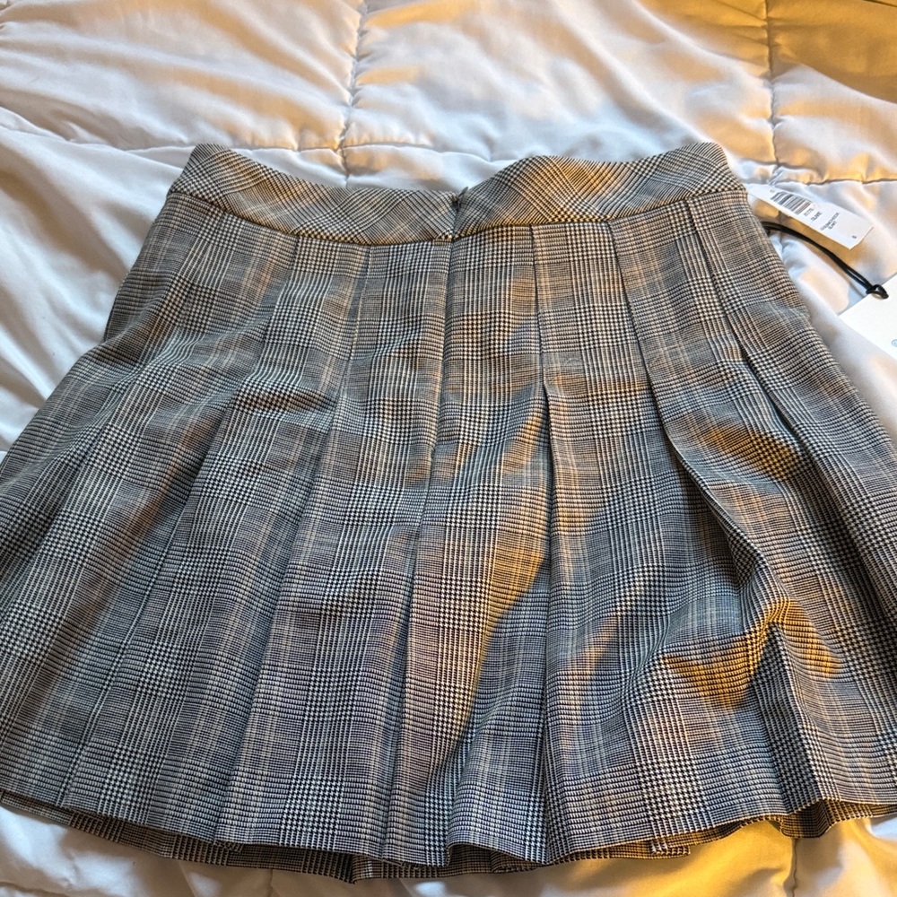 Aritzia Black and White Plaid Skater Skirt